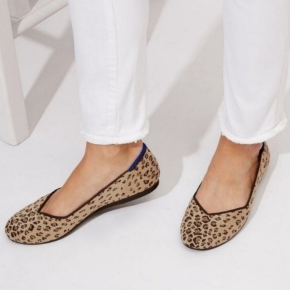 Rothy's Cheetah Animal Print Round Toe Flats Size 7 - Picture 1 of 10